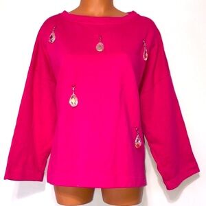 DX Collection Oversized Jewel Sweatshirt Pink Size Small